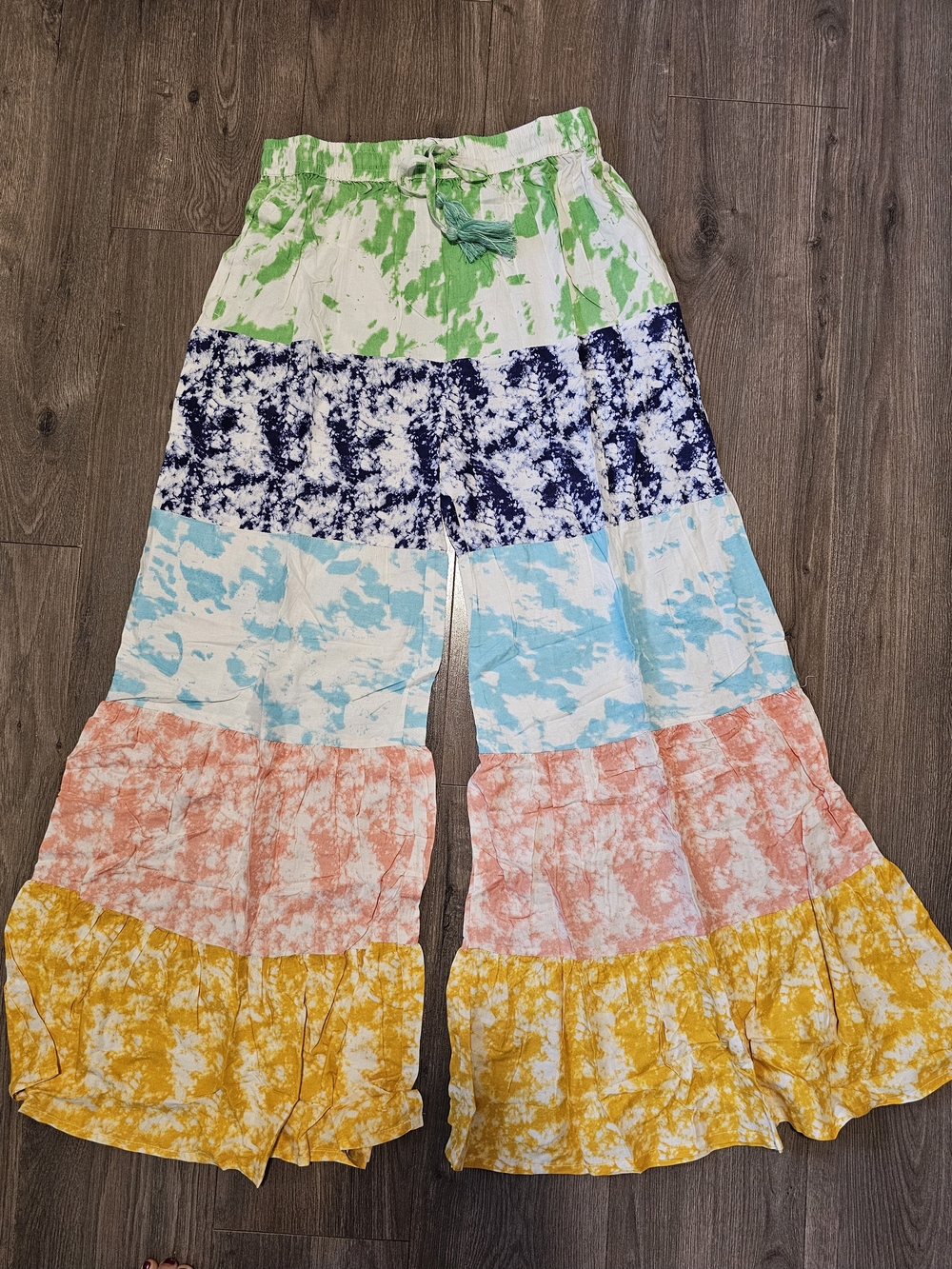 Women Multi-Color Tiered Flared Pants